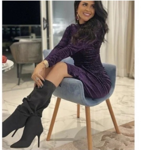 π ZARA FESTIVE DAYS PURPLE SEQUIN MOCK NECK MAXI DRESS! - Picture 15 of 16